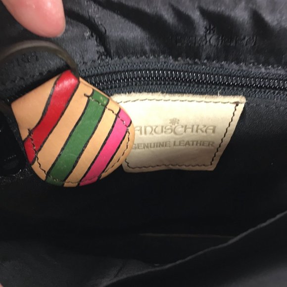 Anuschka NEVER USED Handpainted Leather Cross Body Butterfly Stripes - Picture 9 of 14